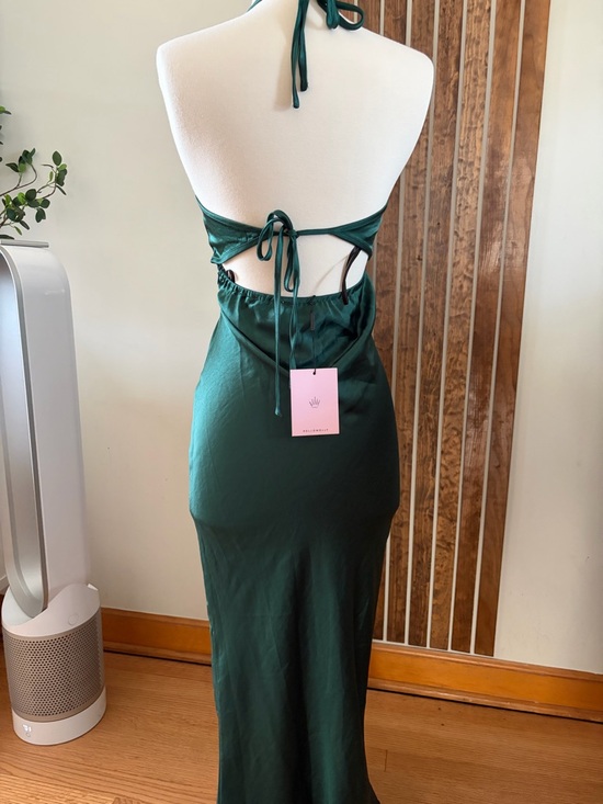 Hello Molly Emerald Green Halter Ruched Midi Dress - Picture 3 of 5